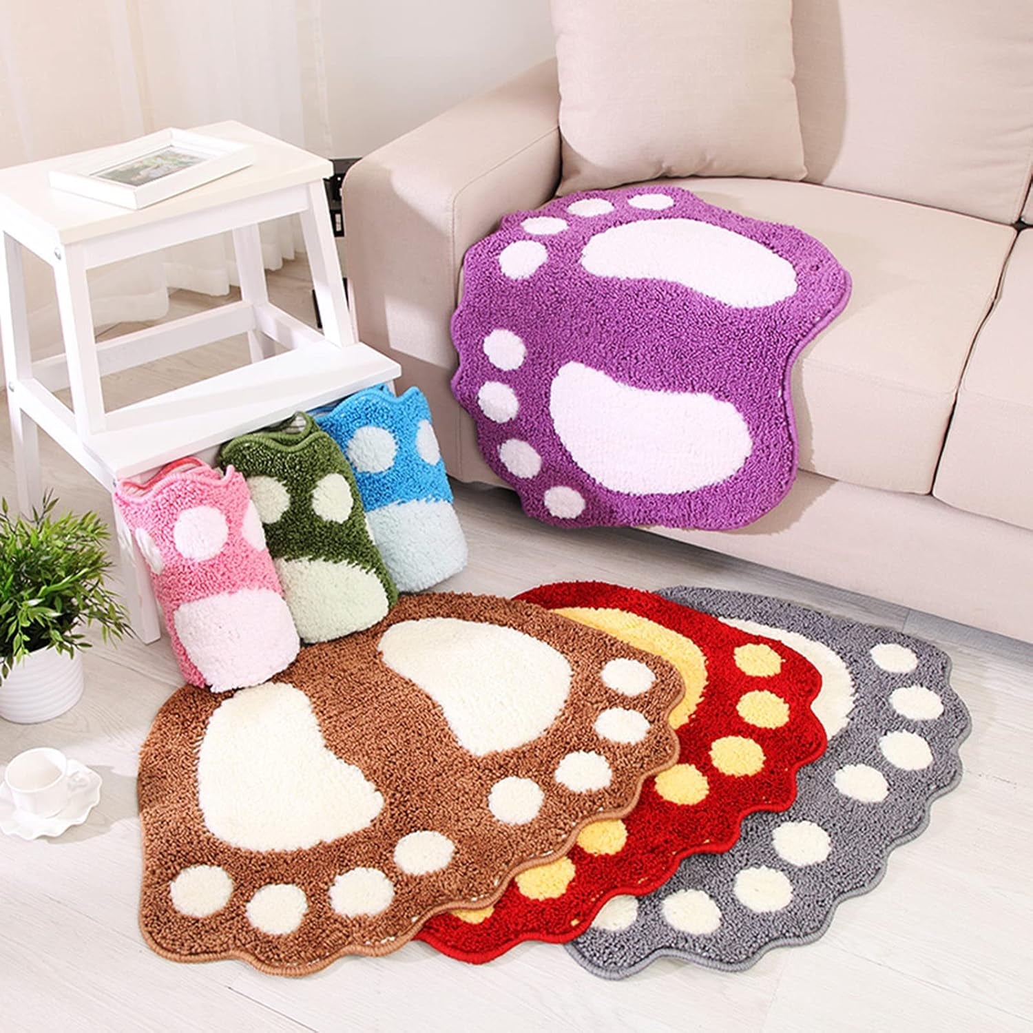 Bathroom Rugs Water Absorbent Non-Slip Mat Used in Bathroom, Shower, Room, Etc.Soft Microfiber Machine Washable Bath Mat (Purple, 23X35'')