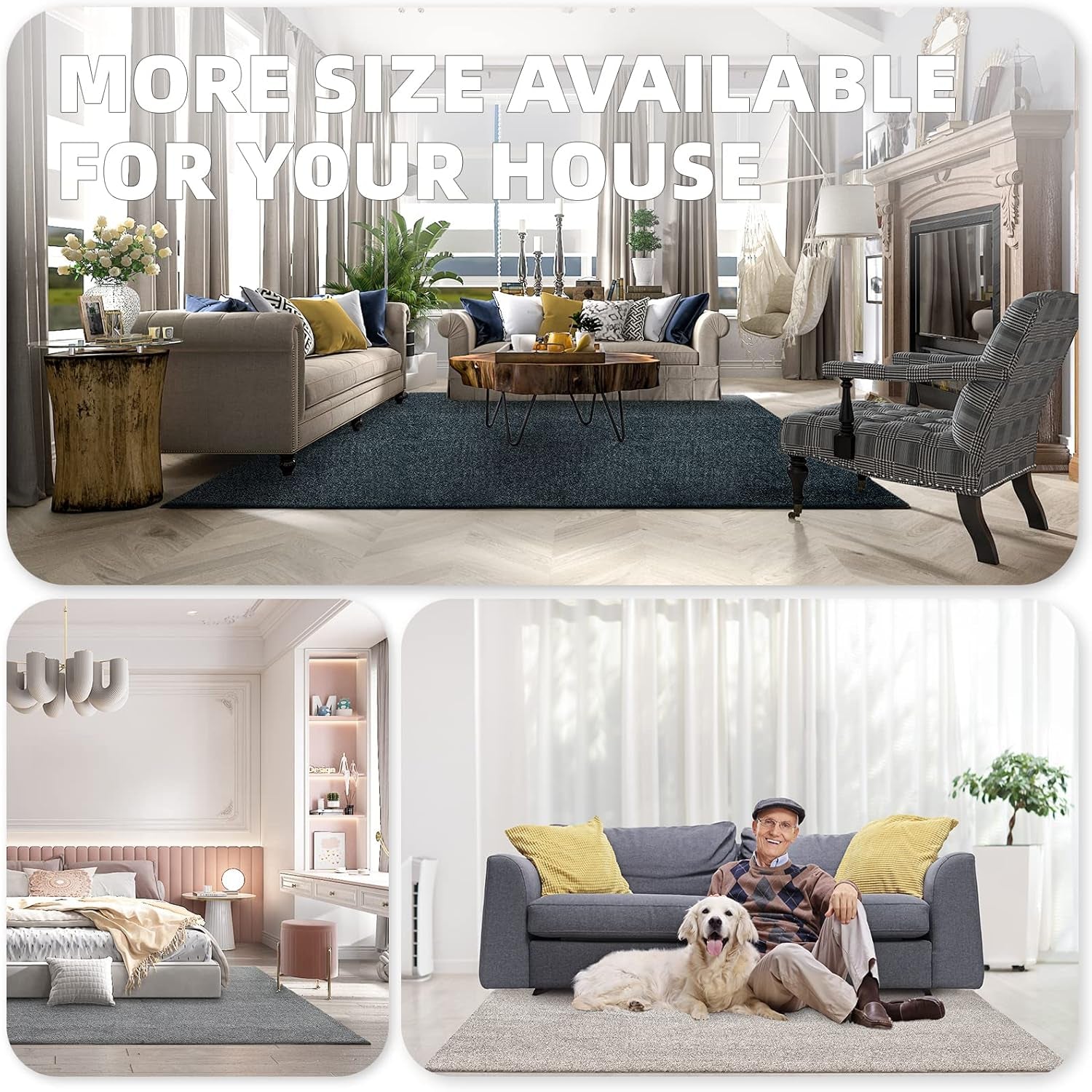 Non Slip Area Rug - Bedroom Runner for Beside, Soft, Aesthetic, Heavy Duty, 1.7X4Ft Grey