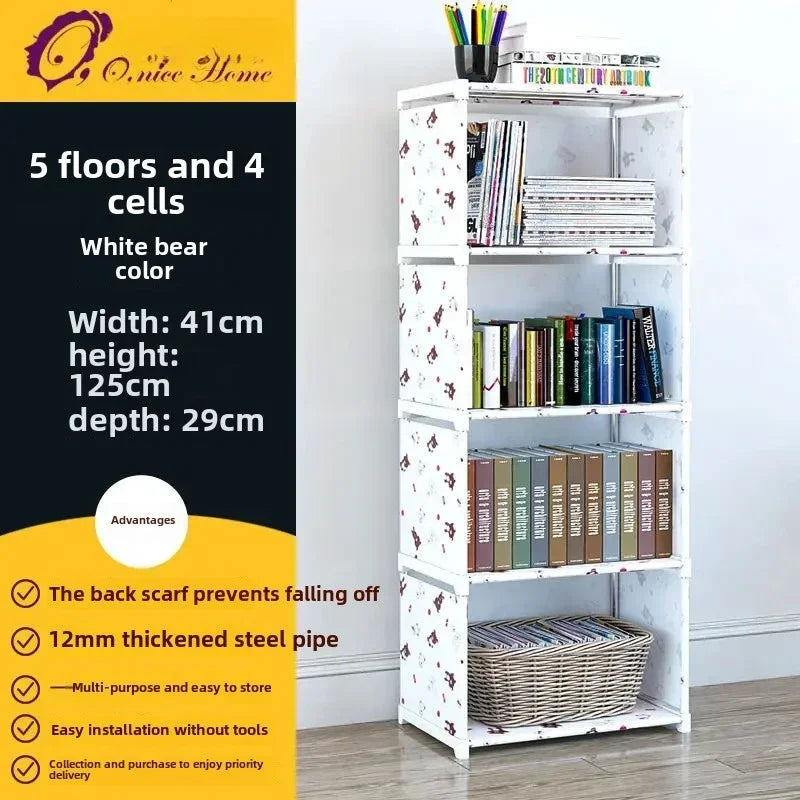 Multilayer Dustproof Wardrobe High Capacity Partition Bookshelf Bedroom Open Simple Assembly Storage Cabinet Bedroom Furniture