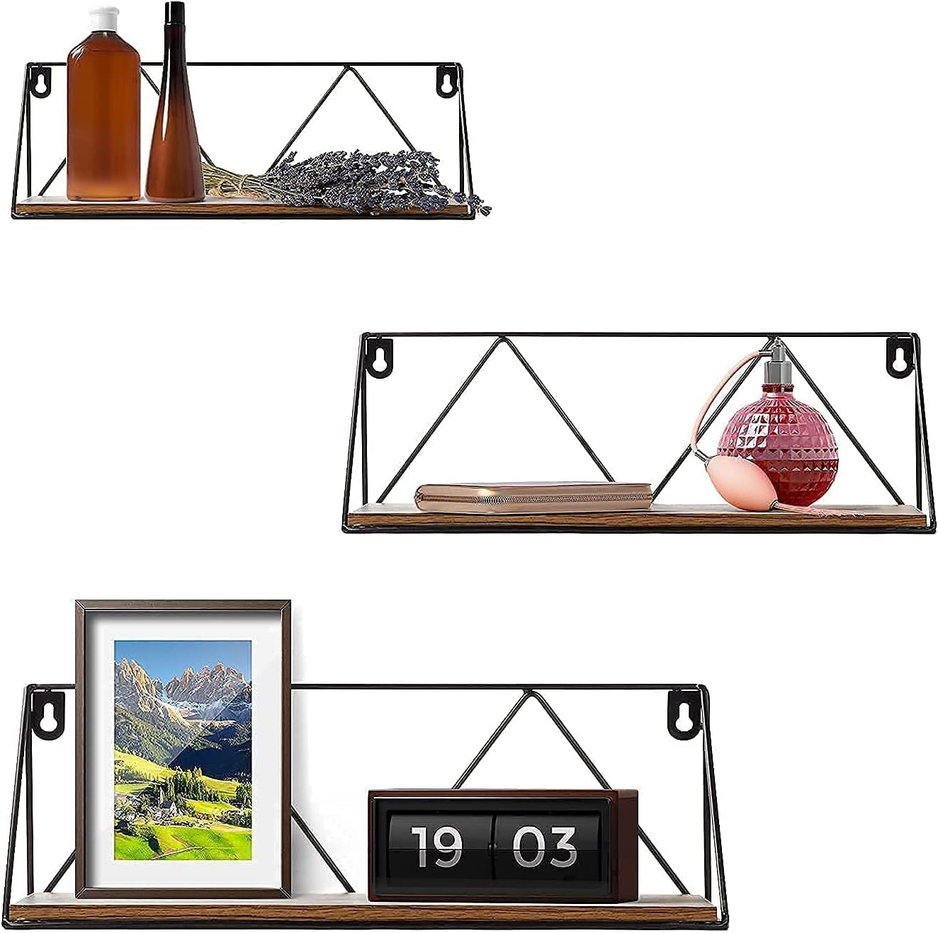 Estantes De Pared Flotantes Juego De 3 Estantes Flotantes De Madera De Rusticas