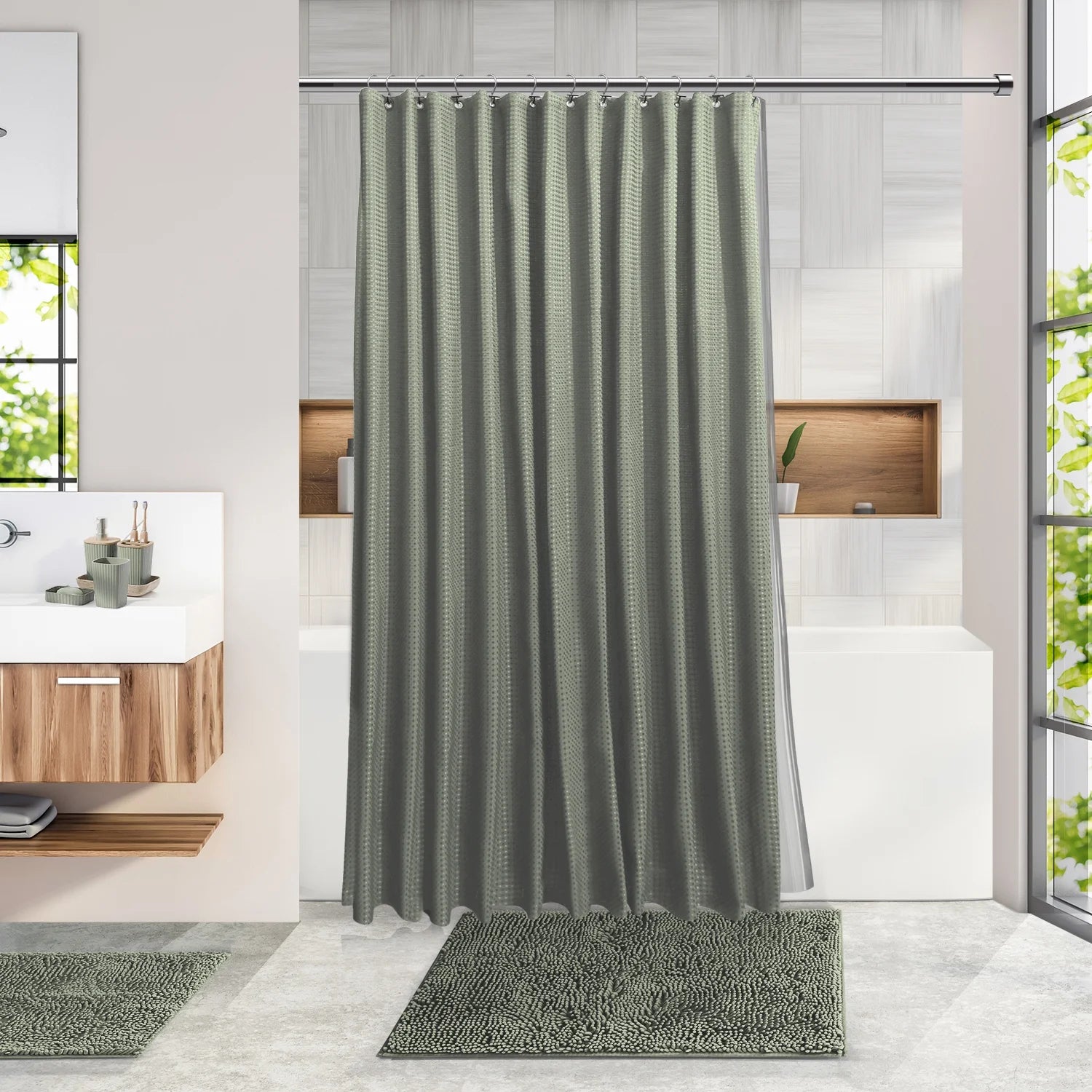 22 Piece Bamboo Bathroom Sets, Sage Green Bathroom Accessories Set for Minimalistic Bathroom Décor