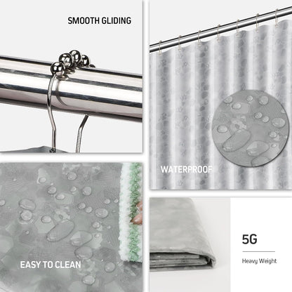 Bathroom Set,22 Piece Bathroom Accessories Set,Grey Shower Curtain,Tray,Soap Dispenser,Toothbrush Holder,Cup,Soap Dish,Toilet Brush,Qtip Holders,Trash Can for Bathroom Décor and Housewarming Gifts