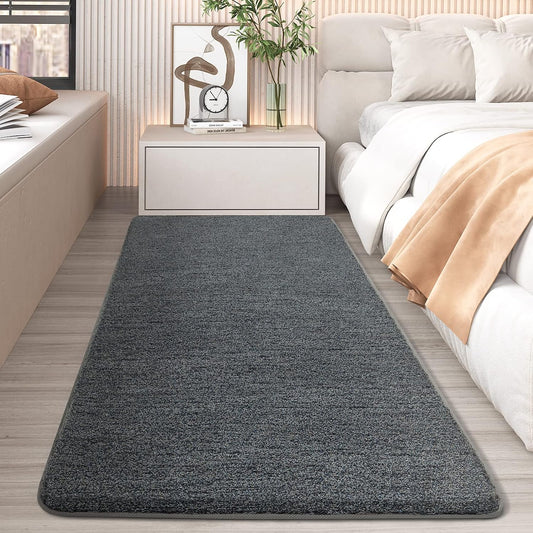 Non Slip Area Rug - Bedroom Runner for Beside, Soft, Aesthetic, Heavy Duty, 1.7X4Ft Grey