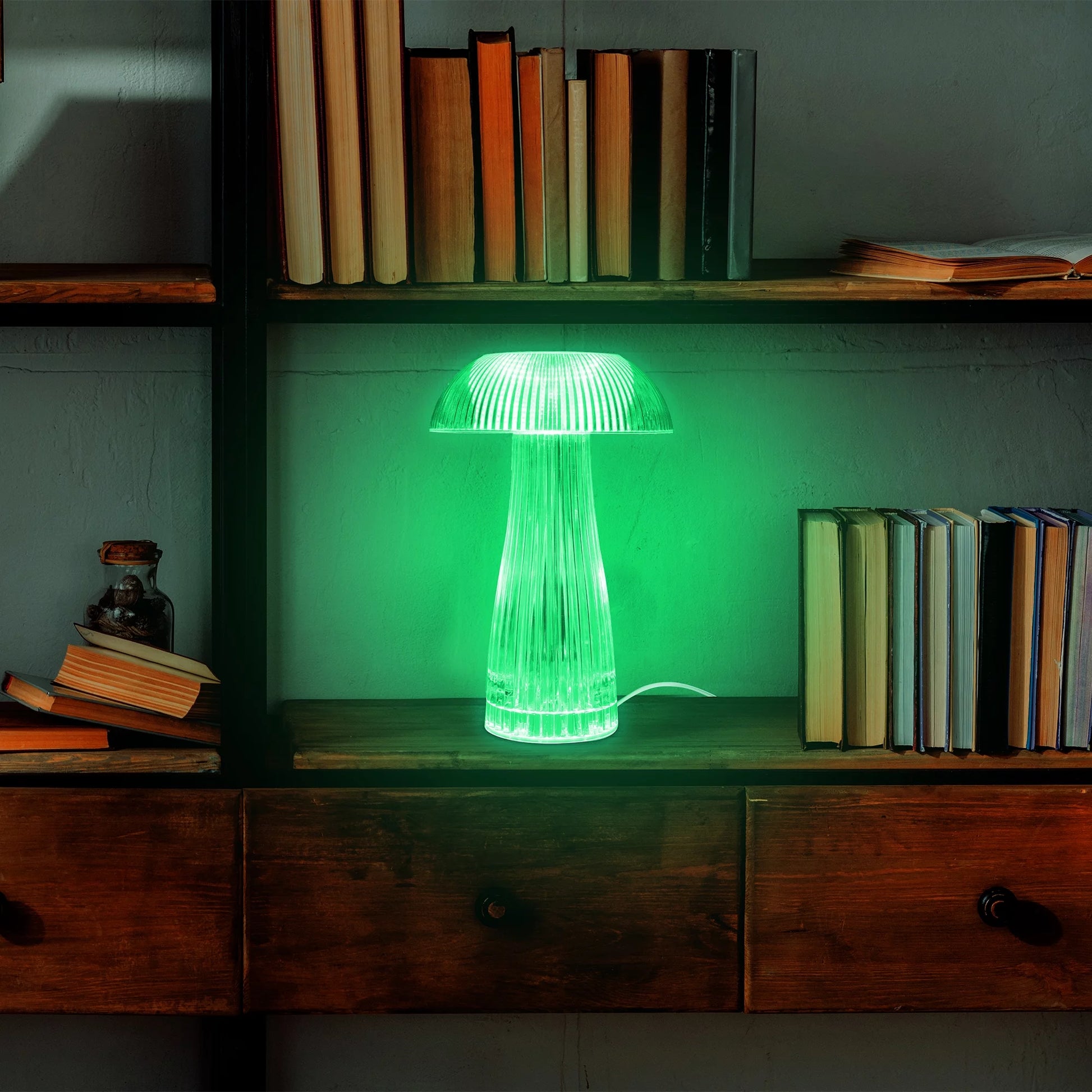 Lit Neon Multi-Color Mushroom LED Tabletop Touch Lamp, with Remote, Crystal Finish