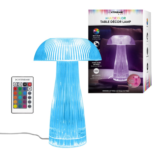 Lit Neon Multi-Color Mushroom LED Tabletop Touch Lamp, with Remote, Crystal Finish