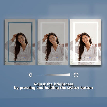 LED Bathroom Vanity Mirror, 32 X 24 Inch, anti Fog, Night Light, Time,Temperature,Dimmable,Color Temper 3000K-6400K,90+ Cri,Vertical Wall Mounted Only (24X36)