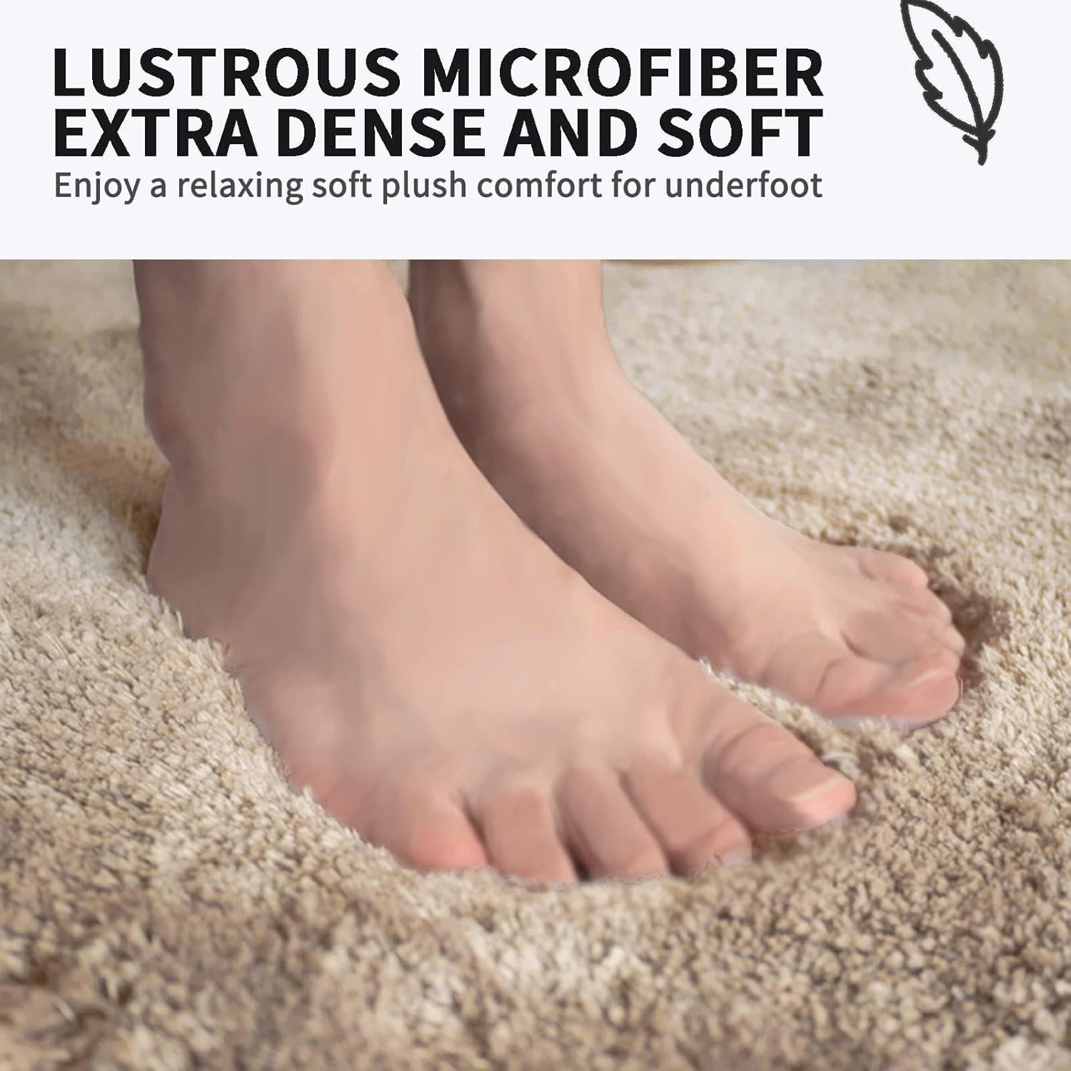 Bathroom Rugs 24" W X 36" L, Bath Mat for Bathroom, Bedroom, Laundry Room & Kitchen, Non-Slip Rubber Latex Backing, Extra Soft and Absorbent Microfiber Carpet, Machine Washable Rug, Beige