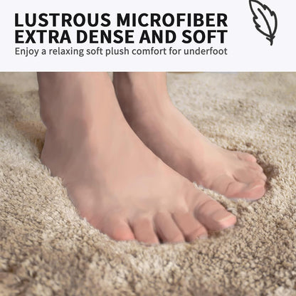 Bathroom Rugs 24" W X 36" L, Bath Mat for Bathroom, Bedroom, Laundry Room & Kitchen, Non-Slip Rubber Latex Backing, Extra Soft and Absorbent Microfiber Carpet, Machine Washable Rug, Beige